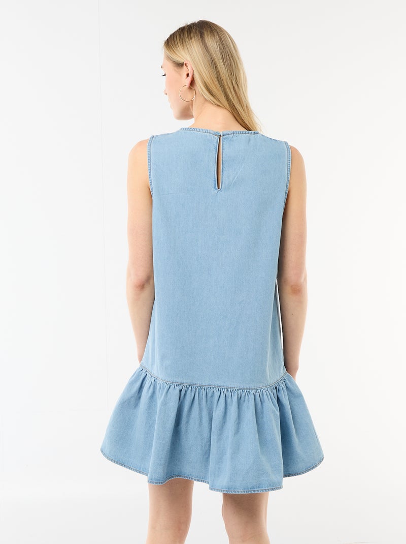 Ärmelloses Jeanskleid mit Volant-Saum Blau - Kiabi