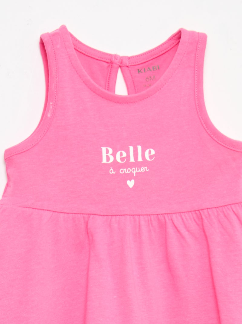 Ärmelloses Kleid mit Botschaft Rosa - Kiabi