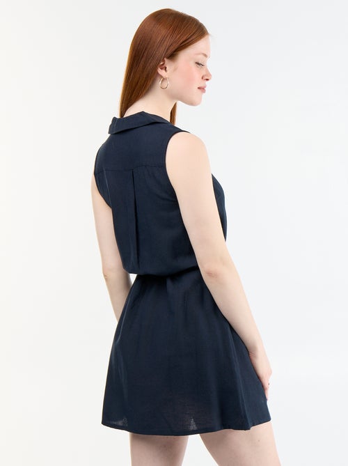 Ärmelloses kurzes Hemdblusenkleid aus Leinen-Mix - Kiabi Ärmelloses kurzes Hemdblusenkleid aus Leinen-Mix - Kiabi