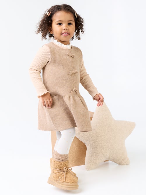 Ärmelloses Strickkleid mit Schleifen - Kiabi