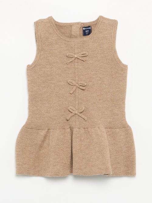 Ärmelloses Strickkleid mit Schleifen - Kiabi