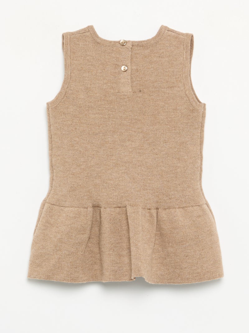 Ärmelloses Strickkleid mit Schleifen Beige - Kiabi