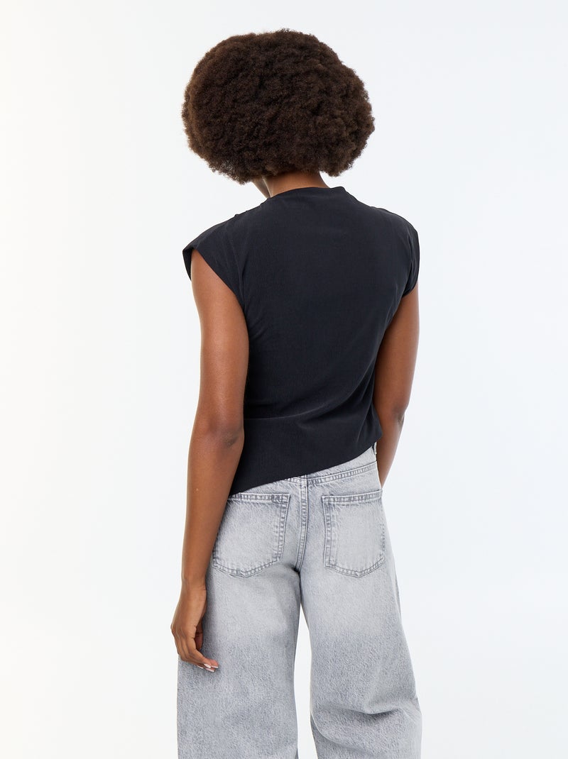 Asymmetric Sleeveless Top Black - Kiabi