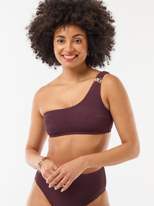 Asymmetric Swim Bra with Gold-Tone Detail - Kiabi