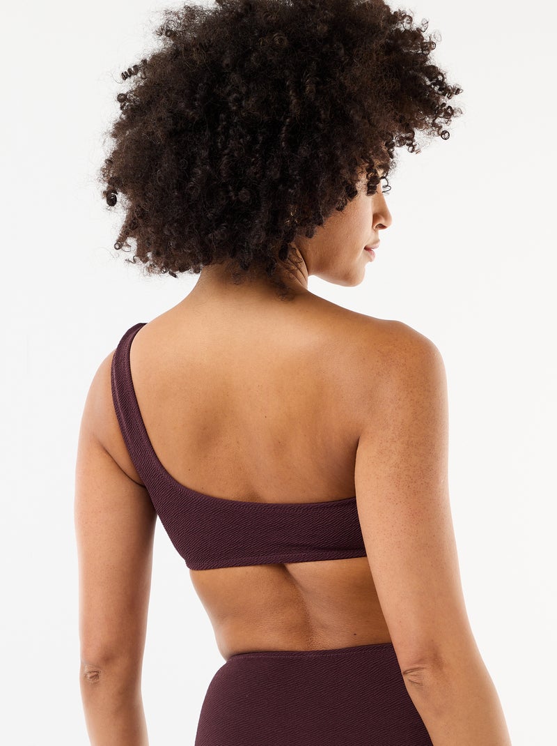 Asymmetric Swim Bra with Gold-Tone Detail Purple - Kiabi