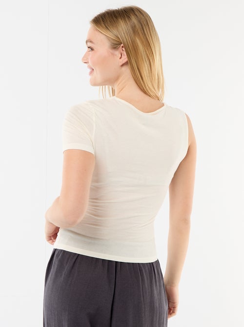 Asymmetric T-shirt with draped shoulder - Kiabi