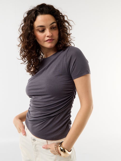 Asymmetric T-shirt with draped shoulder - Kiabi