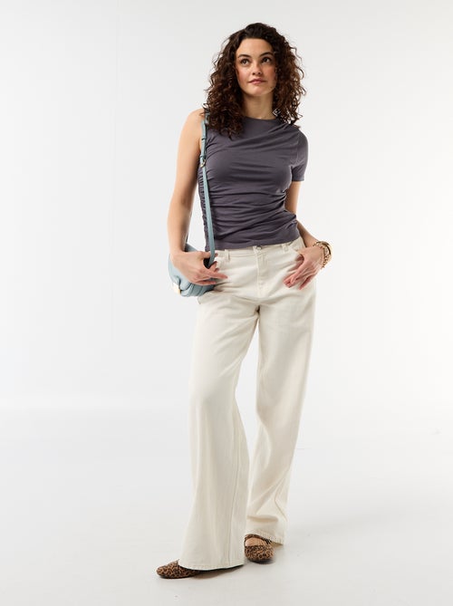 Asymmetric T-shirt with draped shoulder - Kiabi