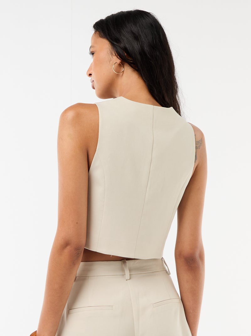 Asymmetrical Button-Front Suit Vest Grey - Kiabi