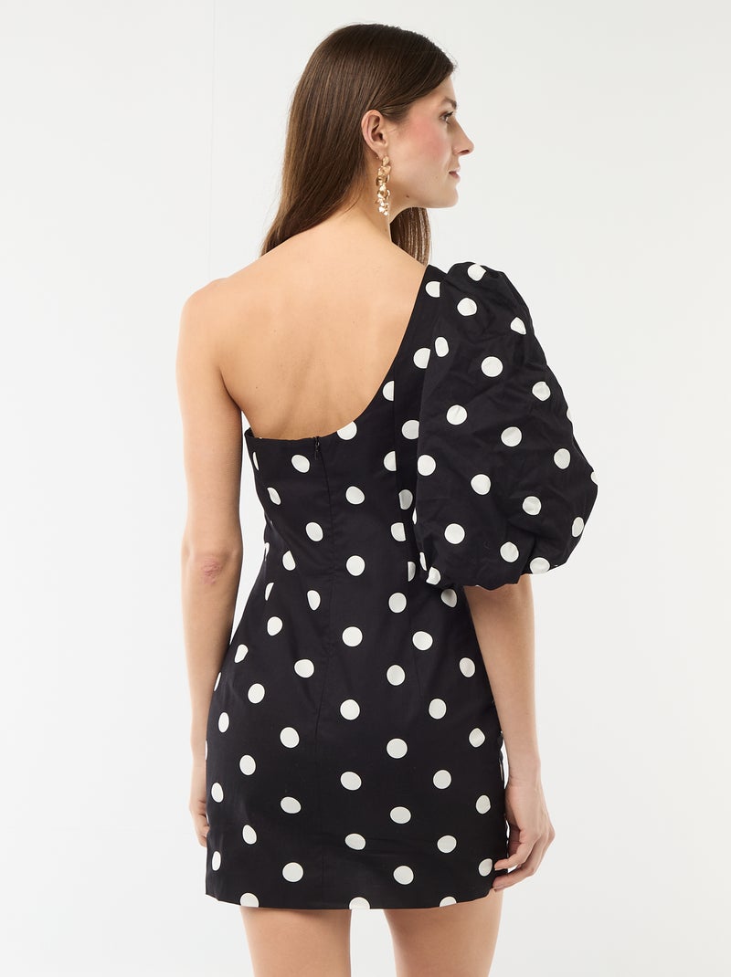 Asymmetrical Neck Short Dress Black - Kiabi
