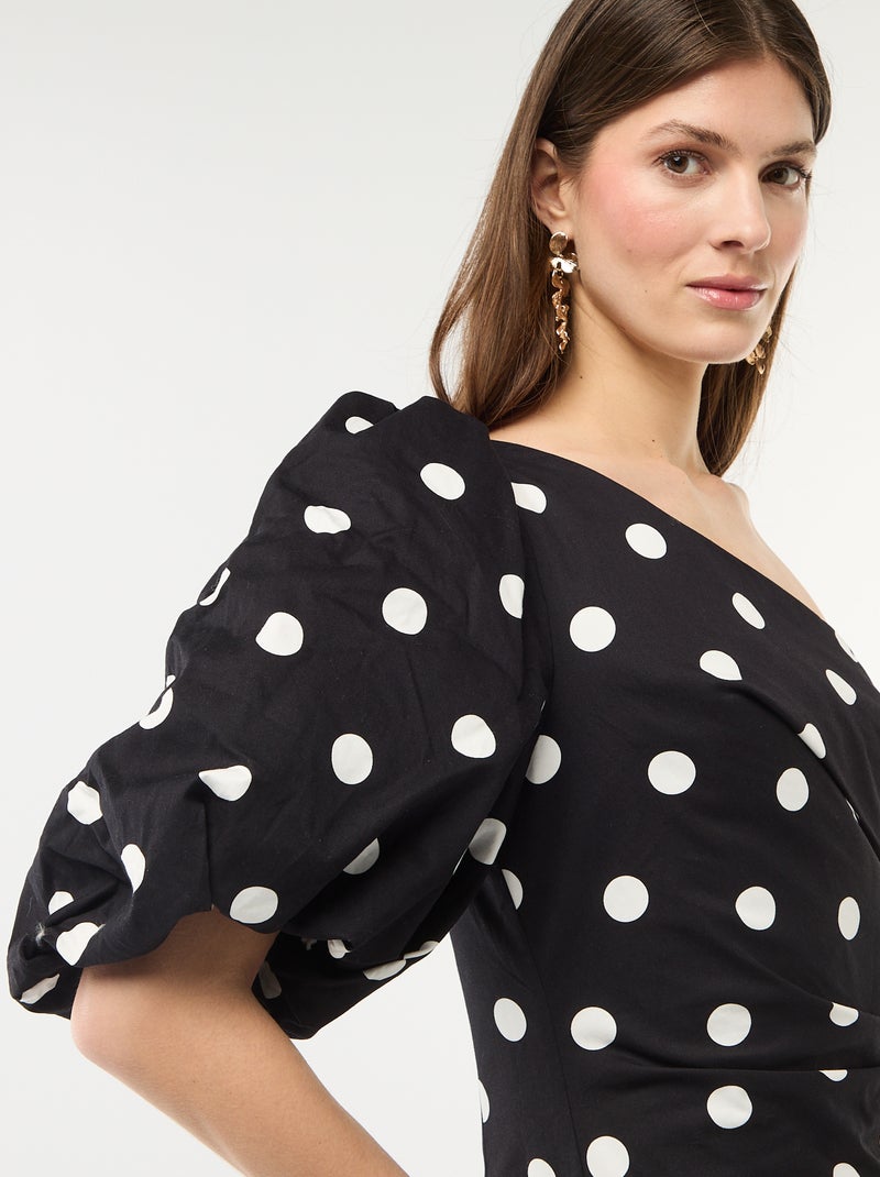Asymmetrical Neck Short Dress Black - Kiabi