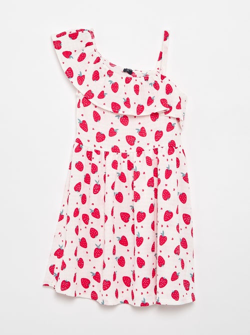 Asymmetrical Ruffled Gingham Dress - Kiabi Asymmetrical Ruffled Gingham Dress - Kiabi