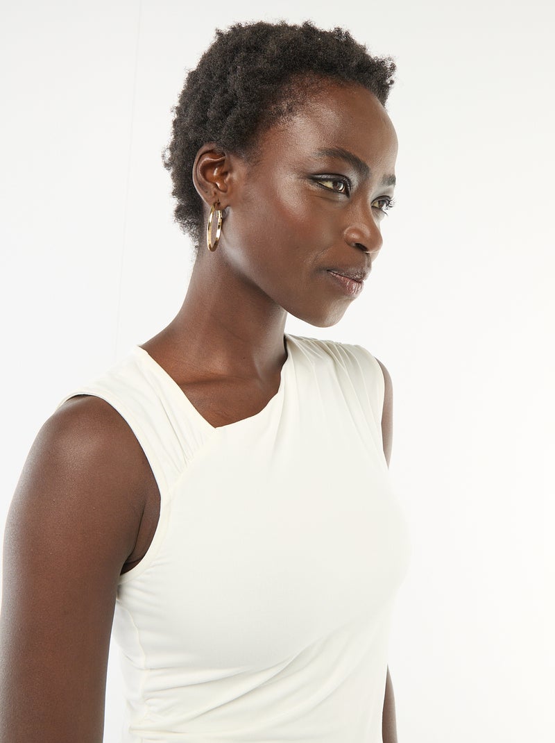 Asymmetrical Solid Stretch T-Shirt White - Kiabi