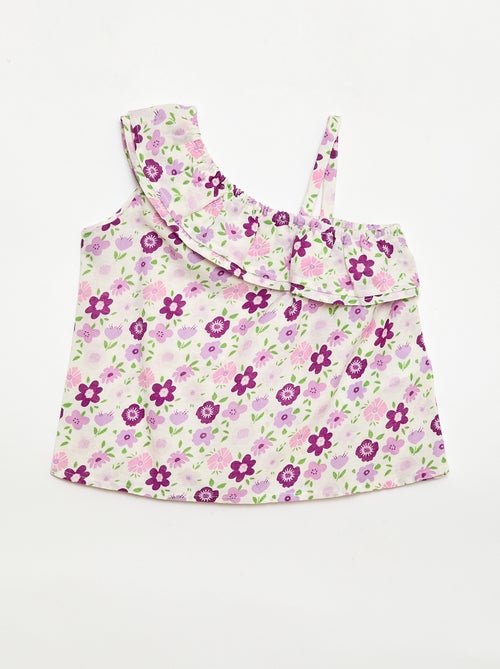 Asymmetrical Strap Top with Ruffles - Kiabi
