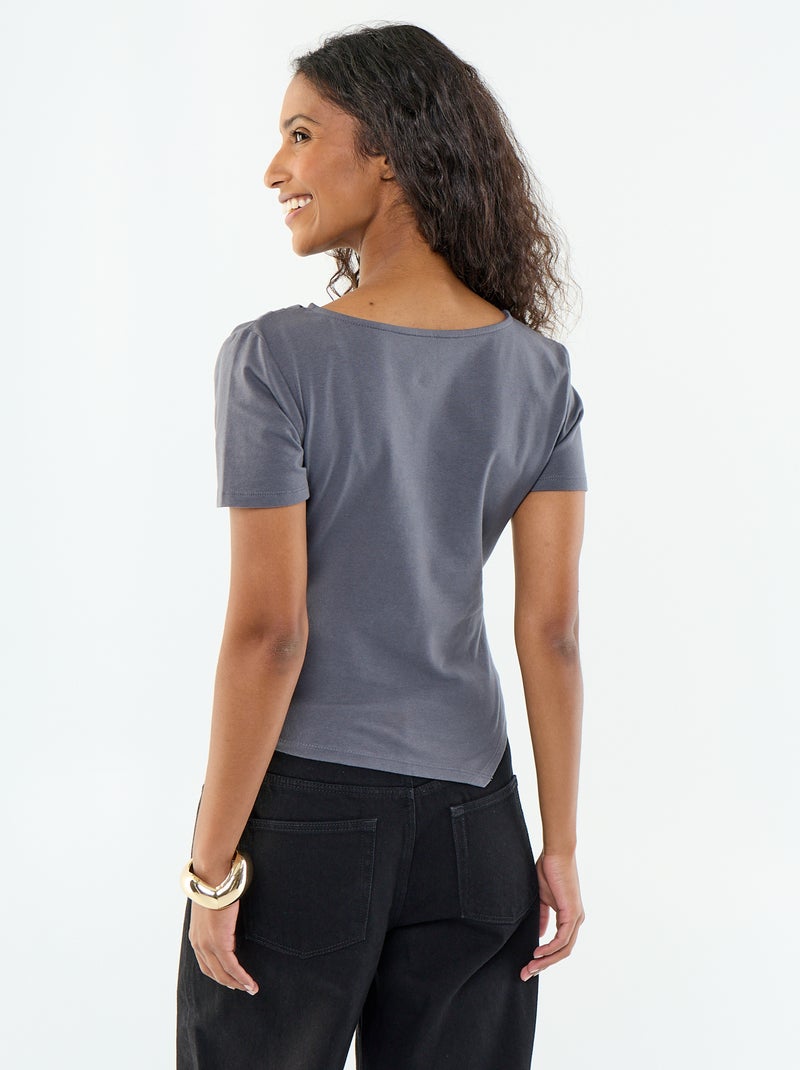 Asymmetrisches Kurzarm-T-Shirt Grau - Kiabi