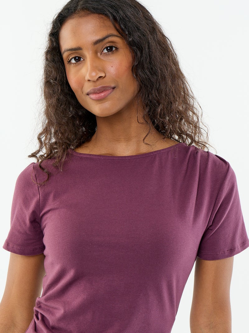 Asymmetrisches Kurzarm-T-Shirt Lila - Kiabi
