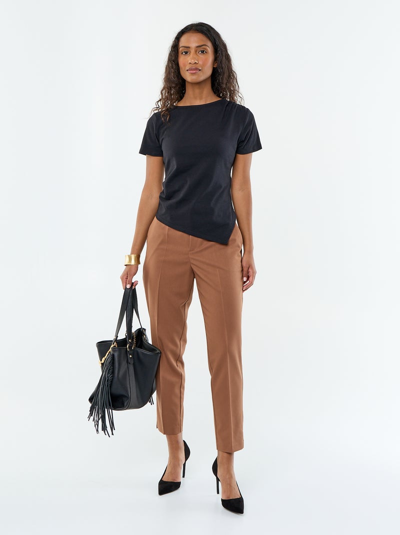 Asymmetrisches Kurzarm-T-Shirt Schwarz - Kiabi