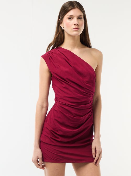 Asymmetrisches Kurzarmkleid mit Drapierung - Kiabi