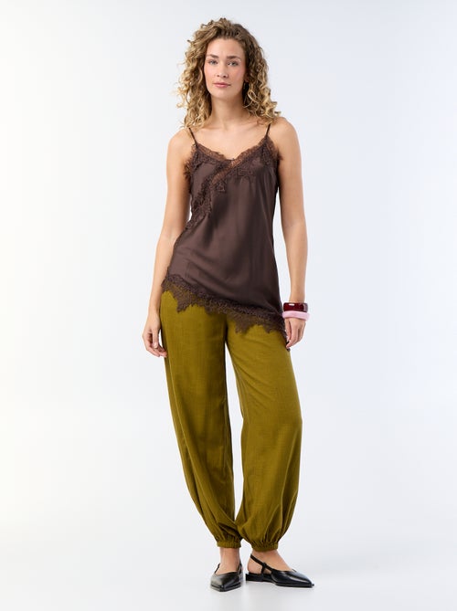 Asymmetrisches Satintop mit Spitze - Kiabi
