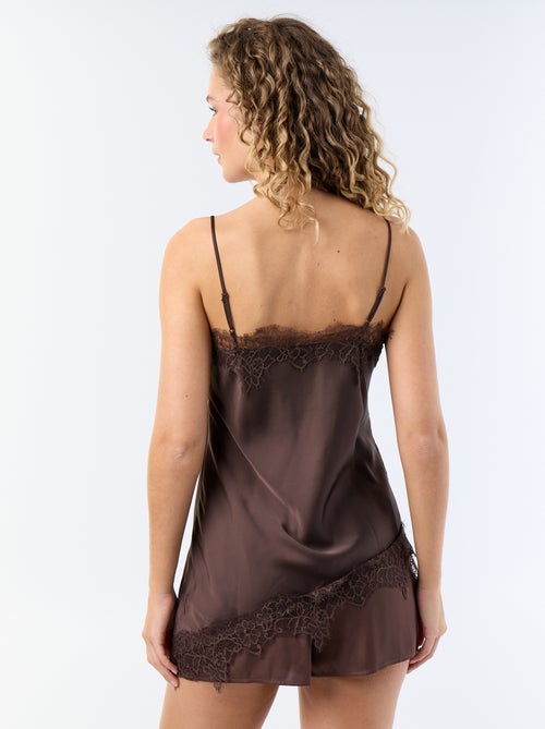 Asymmetrisches Satintop mit Spitze - Kiabi