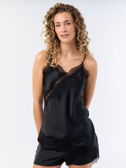 Asymmetrisches Satintop mit Spitze - Kiabi