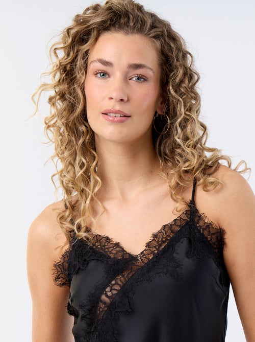 Asymmetrisches Satintop mit Spitze - Kiabi