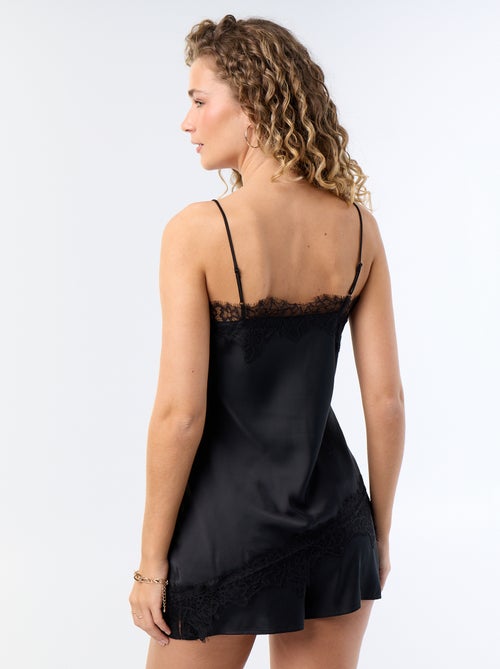 Asymmetrisches Satintop mit Spitze - Kiabi