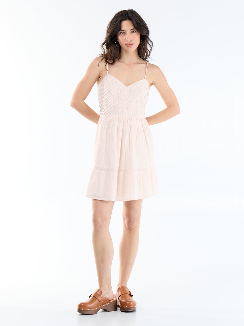 Ausgestelltes Kleid mit Spaghettiträgern Beige - Kiabi