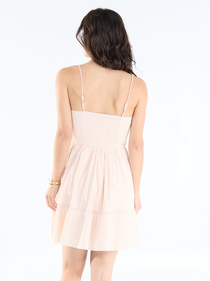 Ausgestelltes Kleid mit Spaghettiträgern Beige - Kiabi