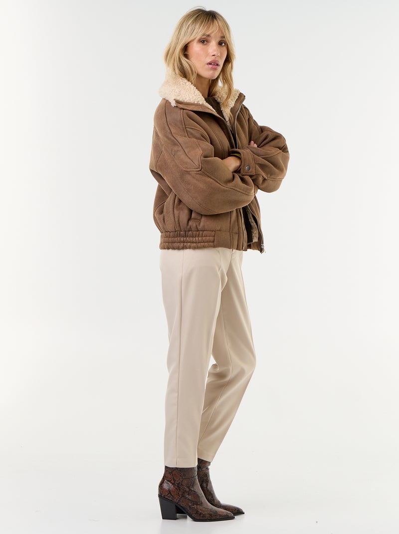 Aviator-Blouson in Lammfell-Optik Marron - Kiabi