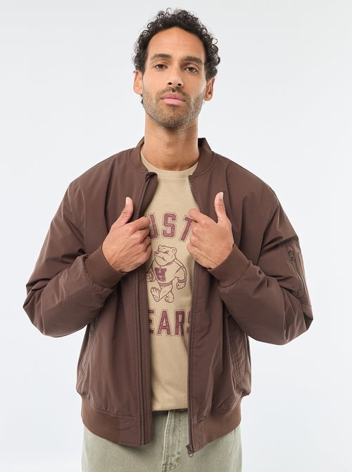 Aviator-Style Jacket with Zipped Sleeve Pocket - Kiabi Aviator-Style Jacket with Zipped Sleeve Pocket - Kiabi