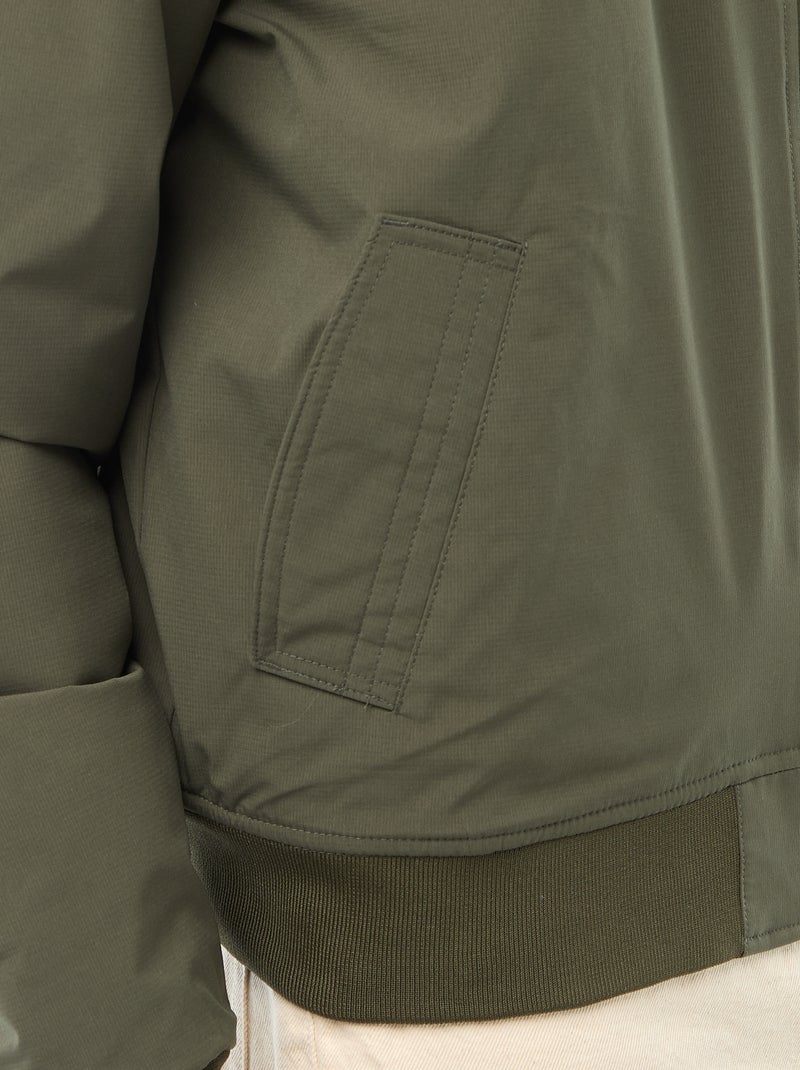 Aviator-style Jacket with Zipped Sleeve Pocket Khaki - Kiabi