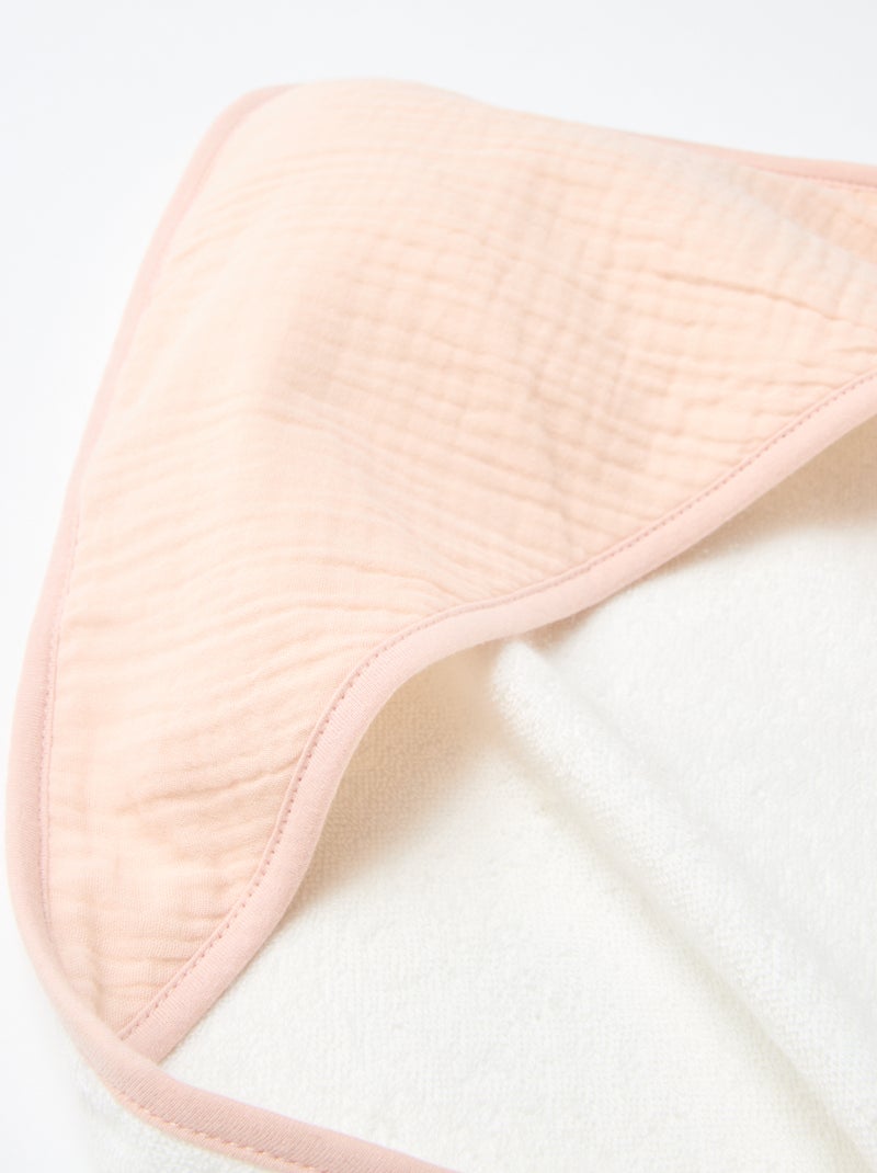 Baby-Badeponcho aus Baumwolle 62 x 104 cm Rosa - Kiabi