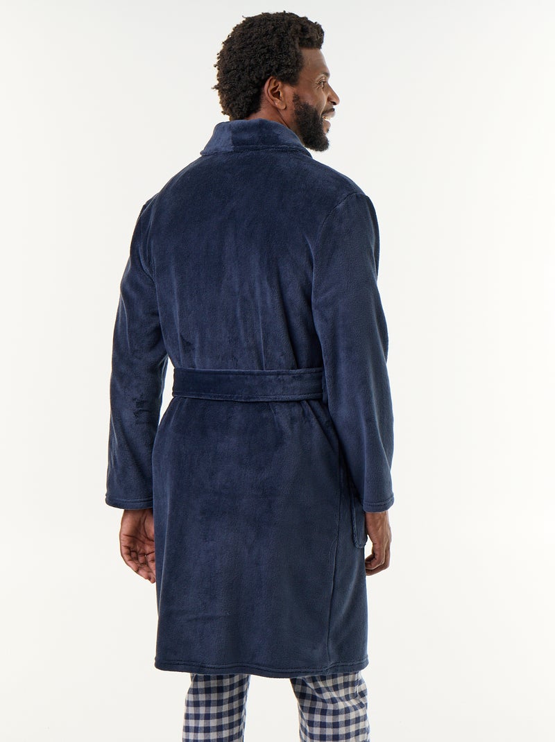 Bademantel aus Fleece mit Gürtel Blau - Kiabi