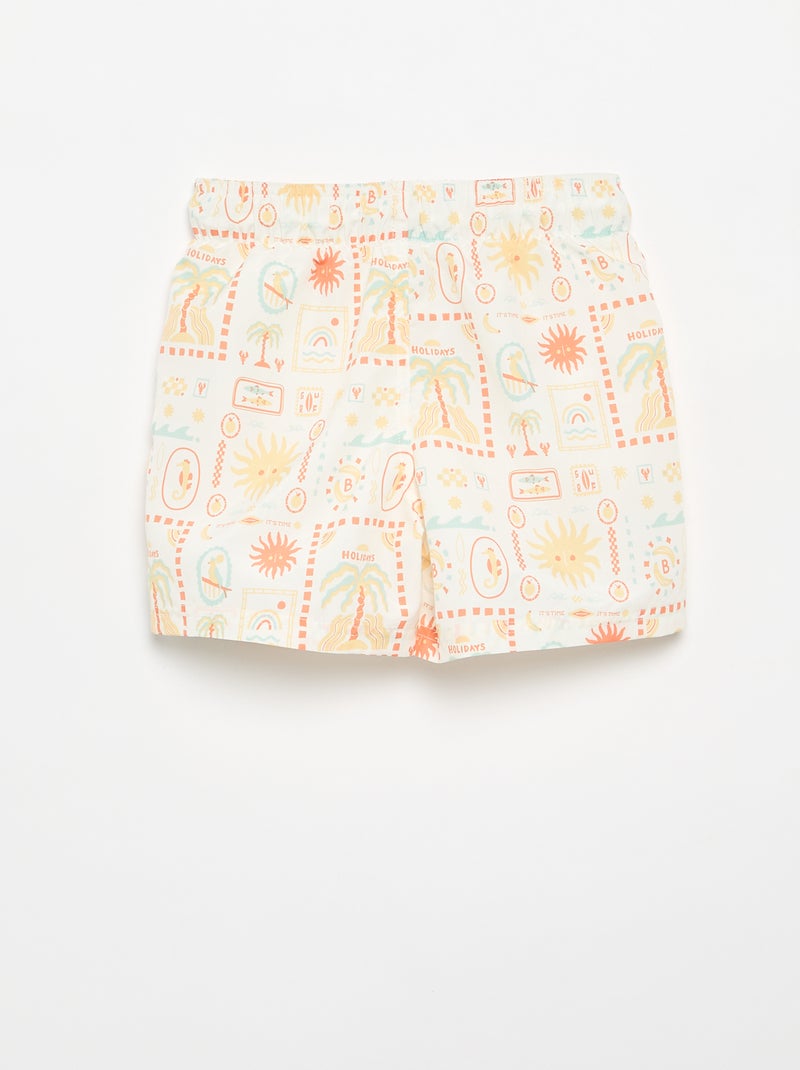 Badeshorts mit Allover-Meeresprint Weiß - Kiabi