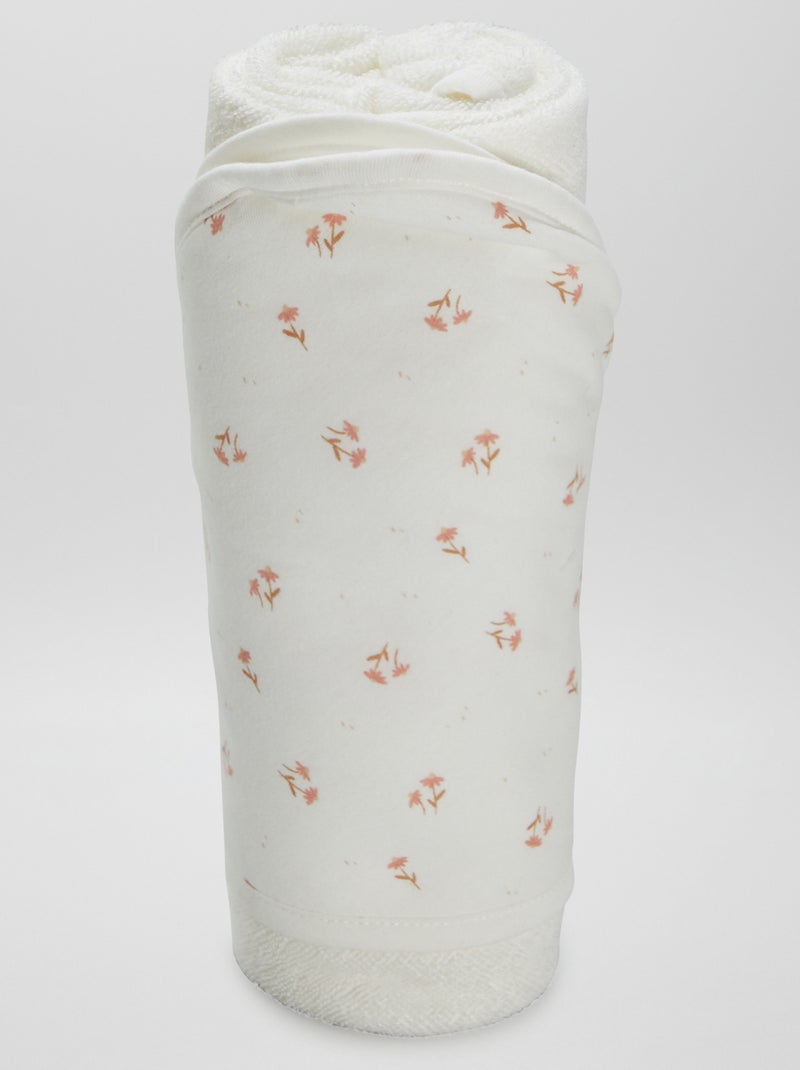 Badetuch mit Kapuze Weiß-Rosa - Kiabi