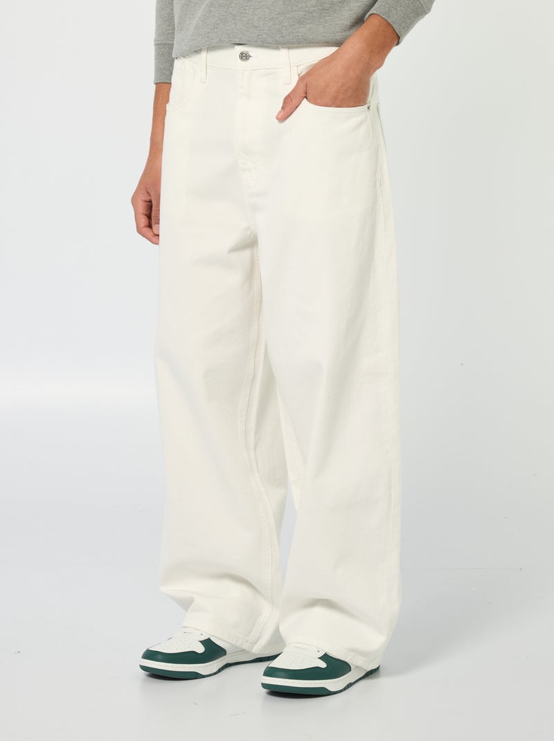 Baggy Cotton Denim Fit White - Kiabi