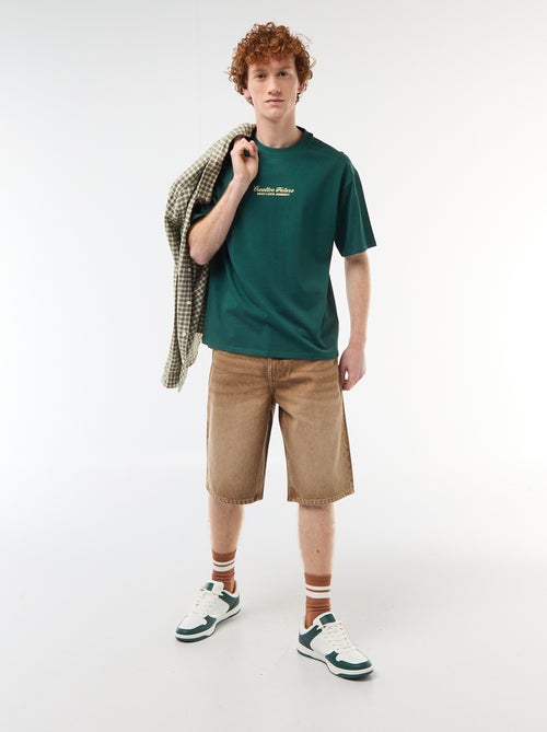 Baggy Cotton Shorts with Original Effect - Kiabi