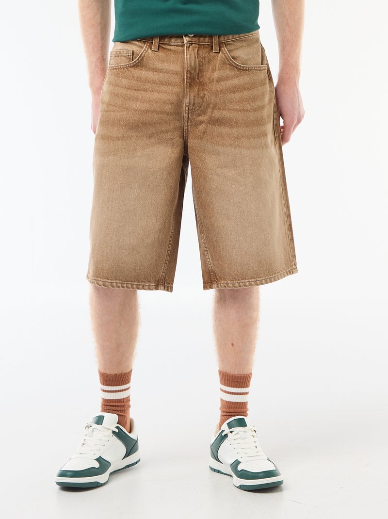 Baggy Cotton Shorts with Original Effect Brown - Kiabi