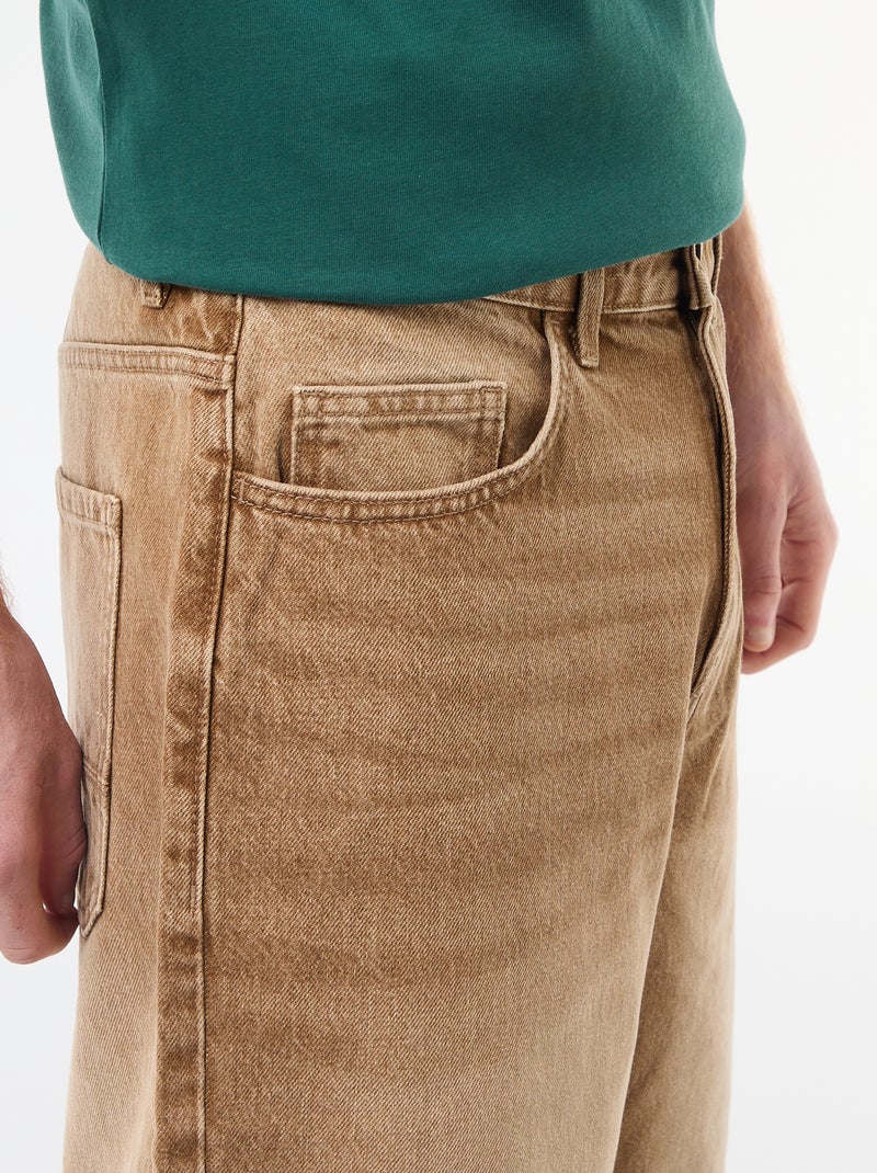 Baggy Cotton Shorts with Original Effect Brown - Kiabi