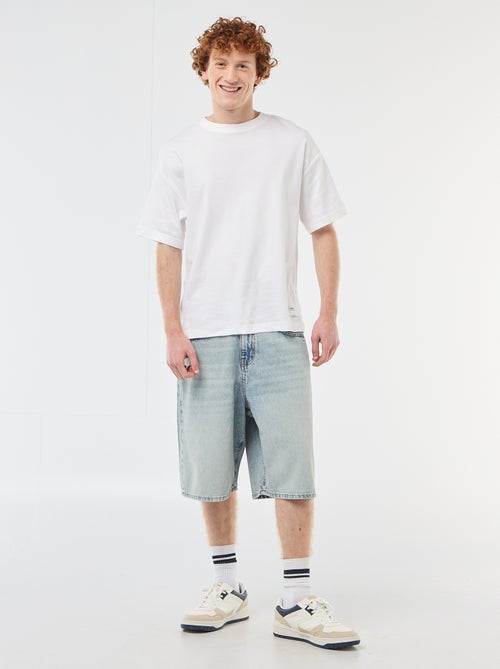 Baggy Denim Bermuda Shorts in Cotton - Kiabi