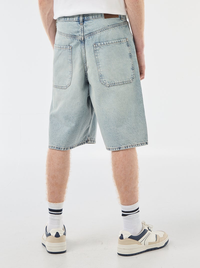 Baggy Denim Bermuda Shorts in Cotton Blue - Kiabi
