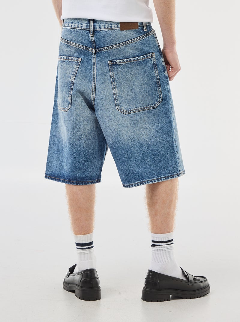 Baggy Denim Bermuda Shorts in Cotton Blue - Kiabi
