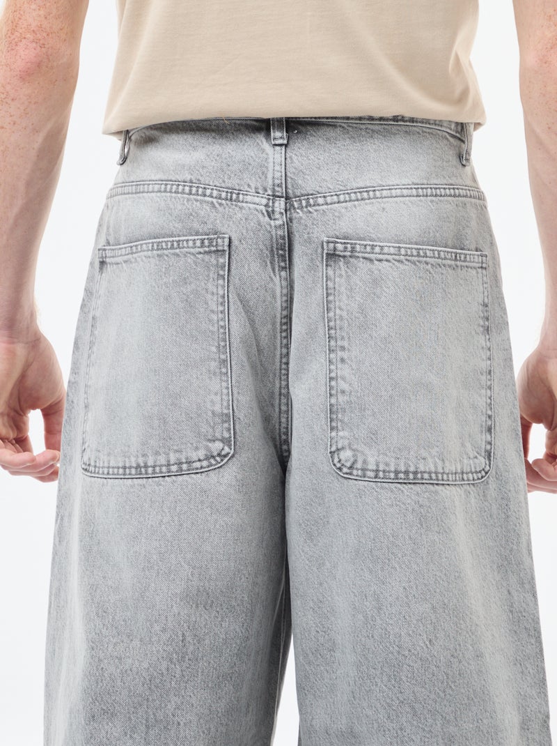 Baggy Denim Fit aus Baumwolle Grau - Kiabi