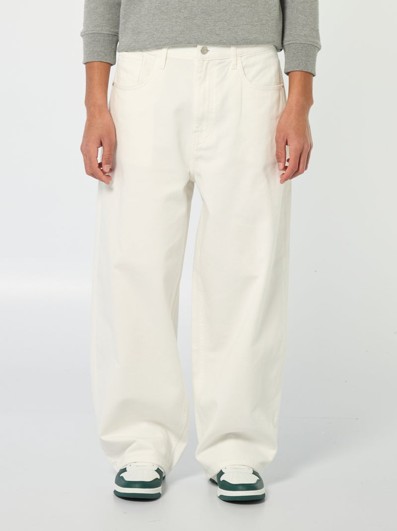 Baggy denim fit en coton Blanc - Kiabi