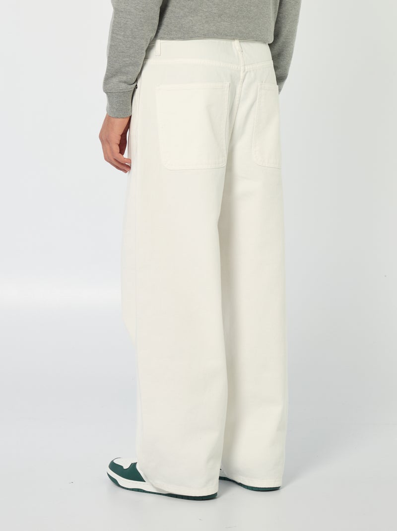 Baggy denim fit en coton Blanc - Kiabi