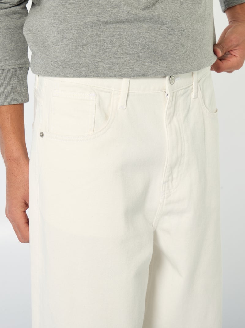 Baggy denim fit en coton Blanc - Kiabi