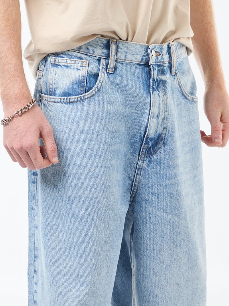 Baggy denim fit en coton Bleu - Kiabi