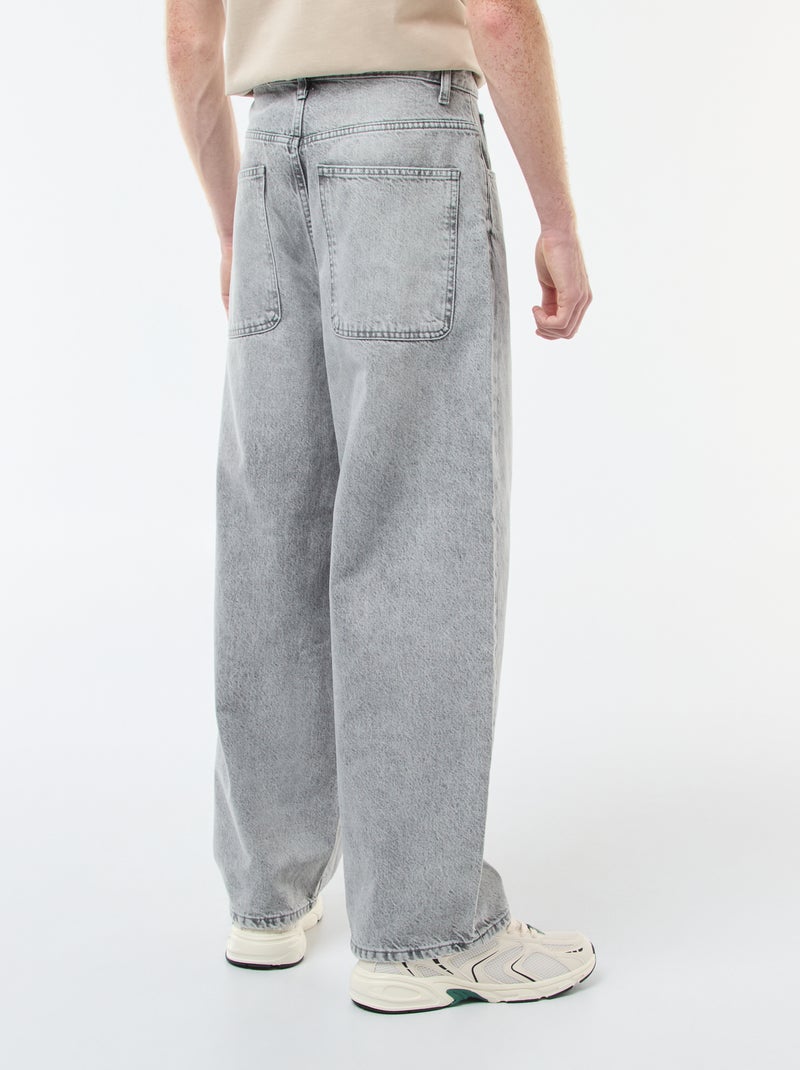 Baggy Denim Fit Jeans in Cotton Grey - Kiabi