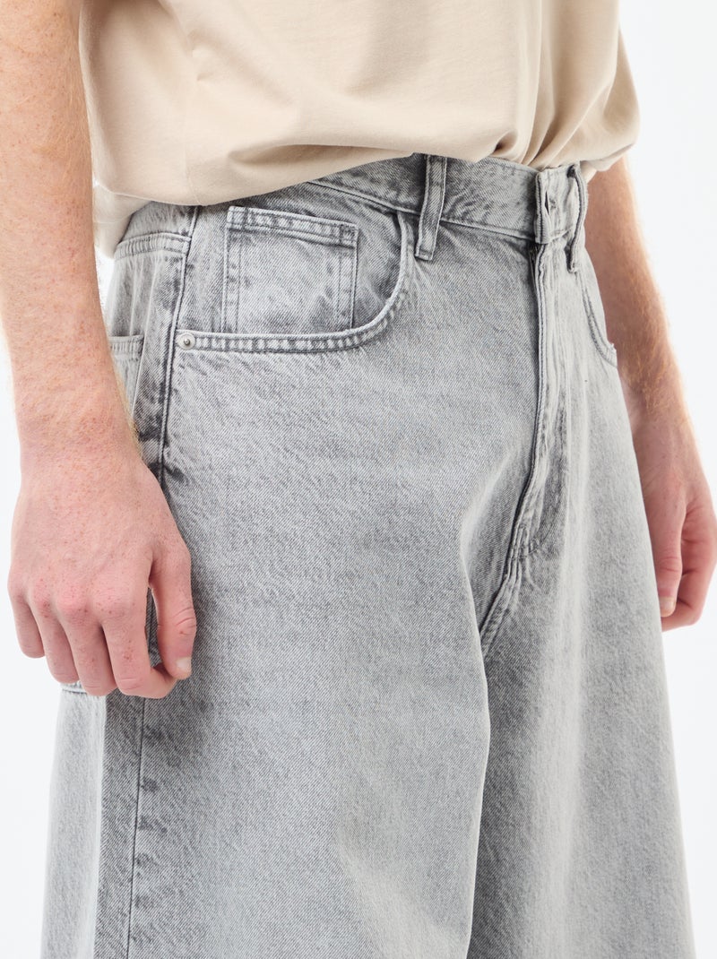 Baggy Denim Fit Jeans in Cotton Grey - Kiabi